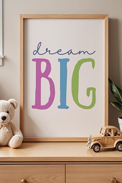 Opak Design Πίνακας τοίχου Dream Big Written Παιδικό Δωμάτιο με Ξύλινο Πλαίσιο