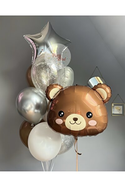 parti kral Sevimli Ayıcık Folyo Balon Buketi