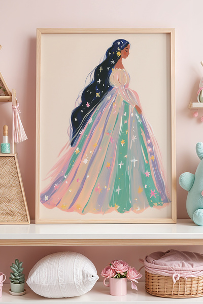 Opak Design Βαμβακερή Πριγκίπισσα Floral Puffy Φόρεμα Παιδικό Δωμάτιο Ζωγραφι...