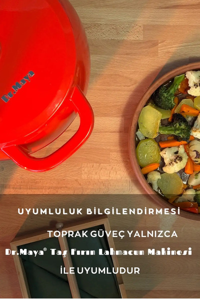 Dr.Maya Derin Yuvarlak Toprak Güveç 30 cm | Yüksek Isıya Dayanıklı, Geleneksel Taş Fırın Lezzeti