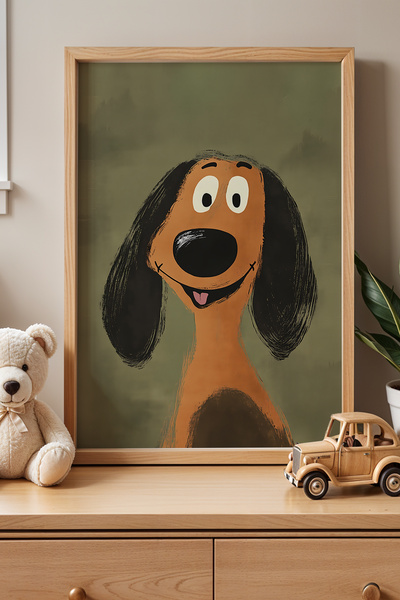 HİGUERA Μαύρο-καφέ Μακρύς Αυτί Χαριτωμένος Σκύλος Παιδικό Δωμάτιο Πίνακας τοί...