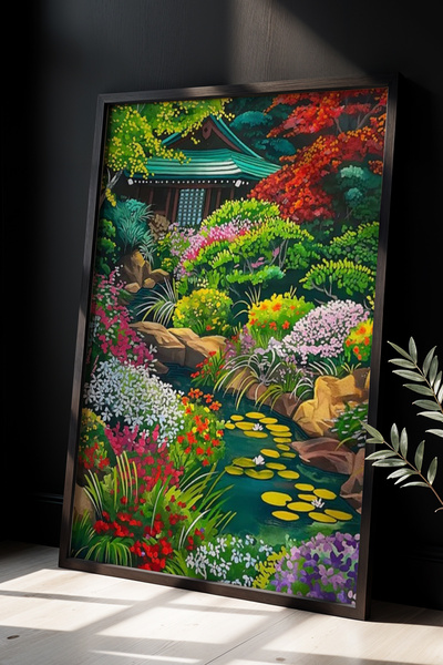 Opak Design Εκτύπωση τοίχου Floral Botanical Art με φυσικό ξύλινο πλαίσιο