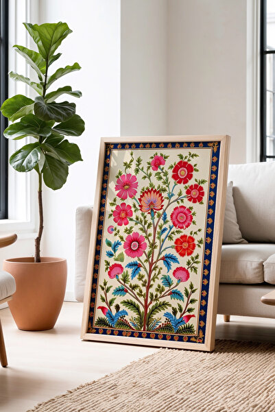 Opak Design Ινδική λαϊκή τέχνη με φυσικό ξύλινο πλαίσιο, ζωγραφική τοίχου με ...