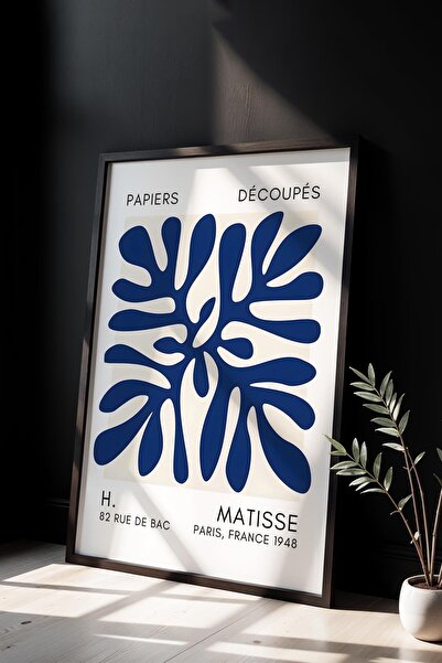 Opak Design Βοτανική Σειρά Navy Blue Floral Matisse Πίνακας τοίχου με φυσικό ...