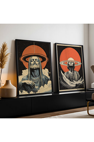 Opak Design Σετ ζωγραφικής τοίχου με αφηρημένες φιγούρες και διπλό πλαίσιο απ...