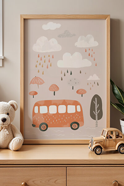 HİGUERA Rainy Day and Bus - Πίνακας Παιδικού και Βρεφικού Δωματίου με Φυσικό ...