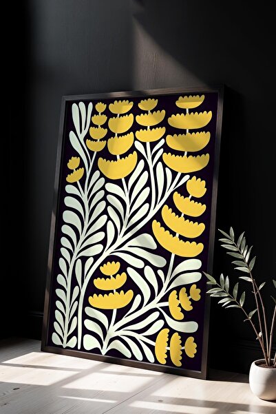 Opak Design Βοτανική Σειρά Yellow Floral Matisse Πίνακας τοίχου με φυσικό ξύλ...