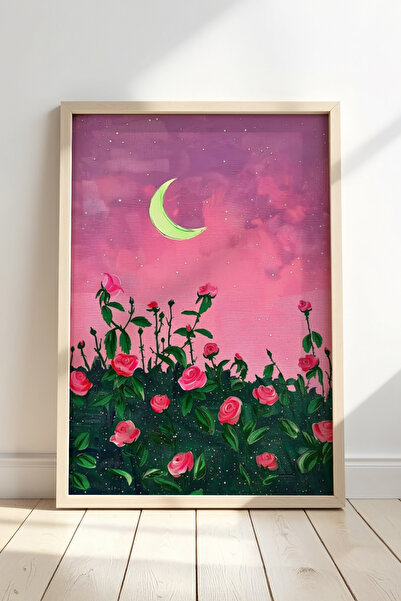 Opak Design Ζωγραφική τοίχου Flower Garden Illustration με φυσικό ξύλινο πλαίσιο
