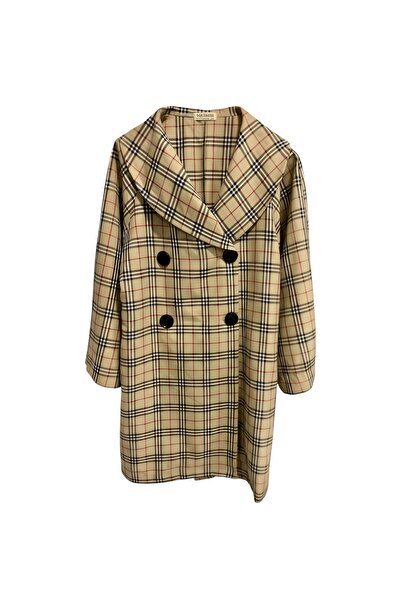 SARE ERKMEN Winter 50% Wool Blend Coat Large Size Cashmere and Boucle Fabric