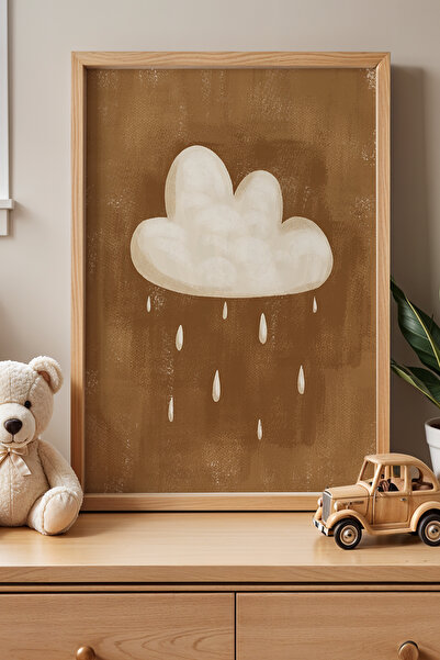 HİGUERA Πίνακας τοίχου με φυσικό ξύλινο πλαίσιο για παιδικό δωμάτιο με καφέ φ...