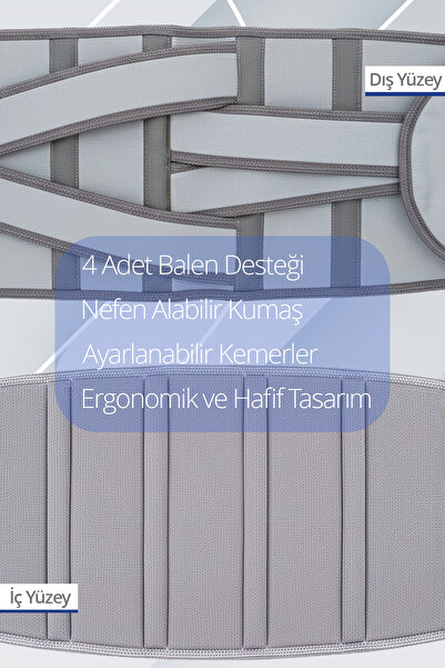 modalarge Medikal Bel Korsesi Ortopedik Siyatik Bel Fıtık Korsesi İçin Korse Medikal Korse Gri
