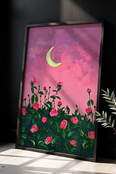 Opak Design Ζωγραφική τοίχου Flower Garden Illustration με φυσικό ξύλινο πλαίσιο