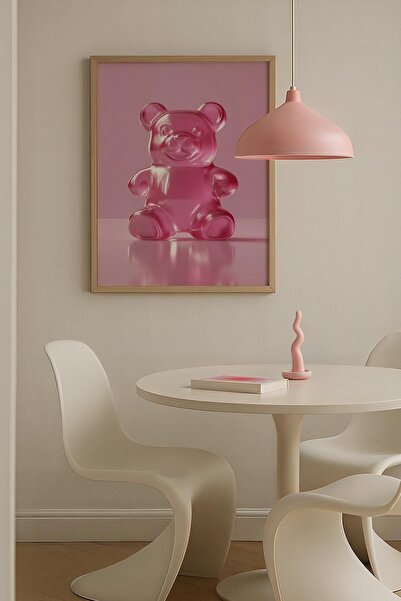 Opak Design Balloon Bear Pink Trendy Maximalist Art Ζωγραφική τοίχου με ξύλιν...