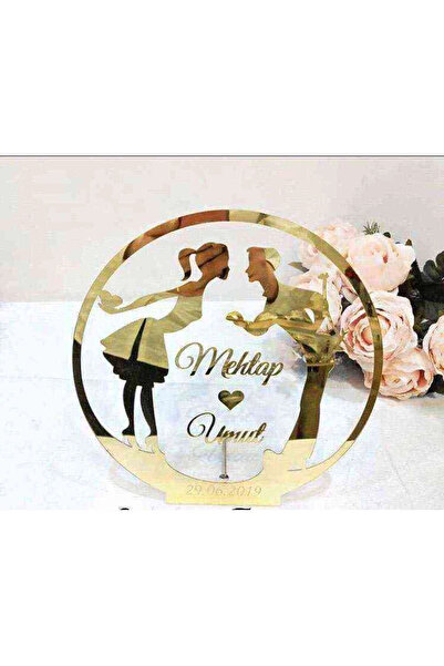 RetroLazer 25X25 CM MASAÜSTÜ PLEKSİ İSİMLİK SÖZ NİŞAN KINA GOLD