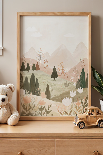 HİGUERA Πίνακας Παιδικού Δωματίου και Βρεφικού Δωματίου με Φυσικό Ξύλινο Πλαί...