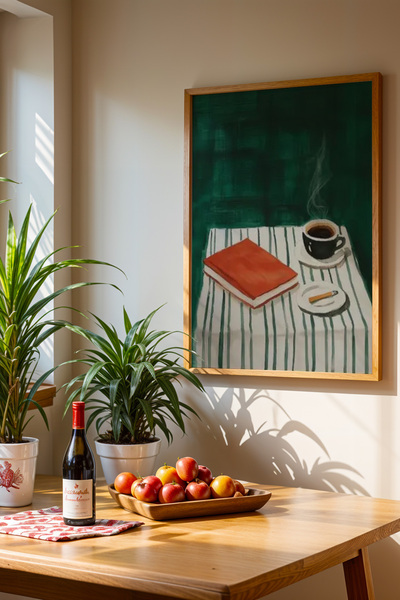 Opak Design Διακόσμηση κουζίνας καφέ Ζωγραφική τοίχου κουζίνας με ξύλινο πλαίσιο