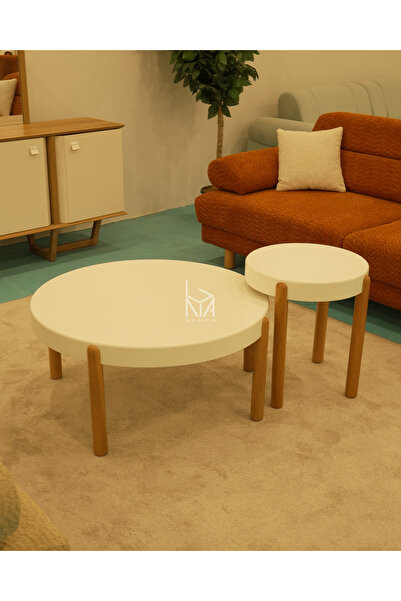 Luna Beyaz Yuvarlak Modern Sehpa