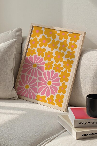 Opak Design Βοτανική Σειρά Ροζ Κίτρινο Floral Ζωγραφική τοίχου Matisse με φυσ...