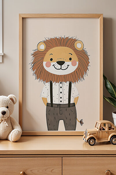 HİGUERA Style Aslancık - Πίνακας Παιδικού και Βρεφικού Δωματίου με Φυσικό Ξύλ...