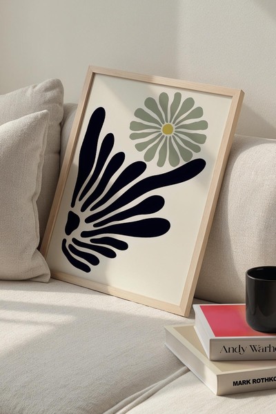 Opak Design Βοτανική Σειρά Μαύρο Floral Matisse Πίνακας τοίχου με φυσικό ξύλι...