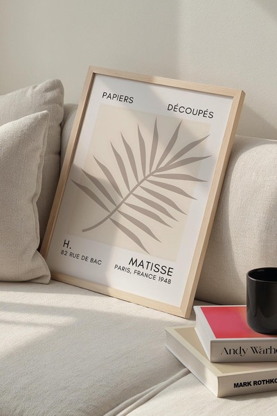 Opak Design Βοτανική Σειρά Sand Beige Floral Matisse Πίνακας τοίχου με φυσικό...