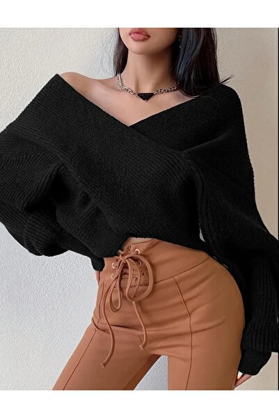 peri tower PRODUS NOU Pulover tricotat oversize cu detaliu încrucișat 0036