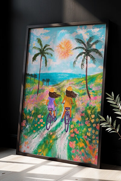 Opak Design Ζωγραφική τοίχου Flower Garden Illustration με φυσικό ξύλινο πλαίσιο