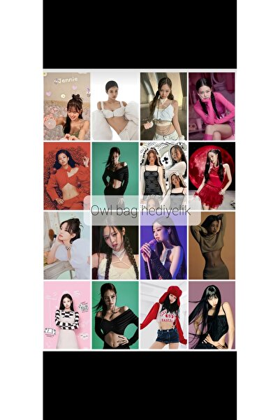 owl bag KPOP- Blackpink - Jennie tasarımlı desenli 16 ' lı fotokart seti