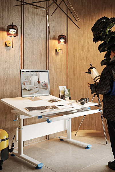 Creo Mobili Vega Basic Ekonomik Erkek Çocuk Masası, Yükselebilir ve Eğimli Çe...