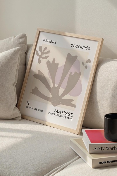 Opak Design Βοτανική Σειρά Sand Beige Floral Matisse Πίνακας τοίχου με φυσικό...