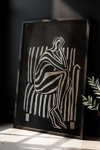 Opak Design Ασπρόμαυρο Πίνακας Τοίχου με Φυσικό Ξύλινο Πλαίσιο