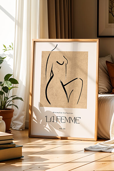 Opak Design Γυναικεία ζωγραφική La Femme Ζωγραφική τοίχου με καφέ φυσικό ξύλι...