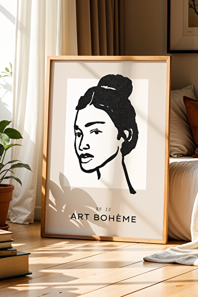 Opak Design Γυναικείο πορτρέτο Art Bohemian Σχέδιο Ζωγραφική τοίχου με φυσικό...