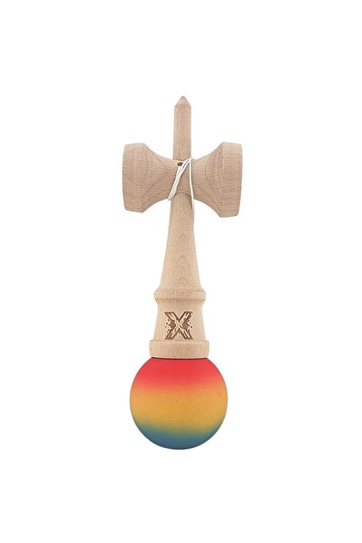 Flippy Αυθεντικό Kendama, Επαγγελματικό Παιχνίδι, Flippy, Ξύλινο, 18 εκ., Ντεγκραντέ Κόκκινο/Κίτρινο/Μπλε