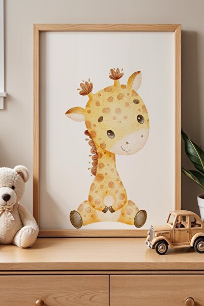 Opak Design Χαριτωμένο Παιδικό Δωμάτιο Giraffe Ζωγραφική τοίχου με ξύλινο πλα...