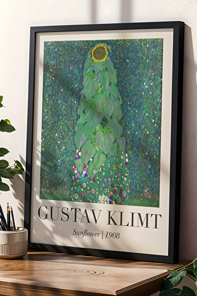 Opak Design Gustav Klimt Sunflower 1908 Vintage ζωγραφική τοίχου με φυσικό ξύ...