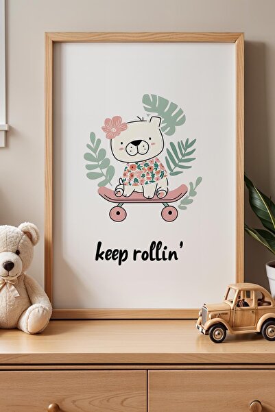 Opak Design Skateboarder Teddy Bear Μινιμαλιστικό Παιδικό Δωμάτιο Ζωγραφική τ...