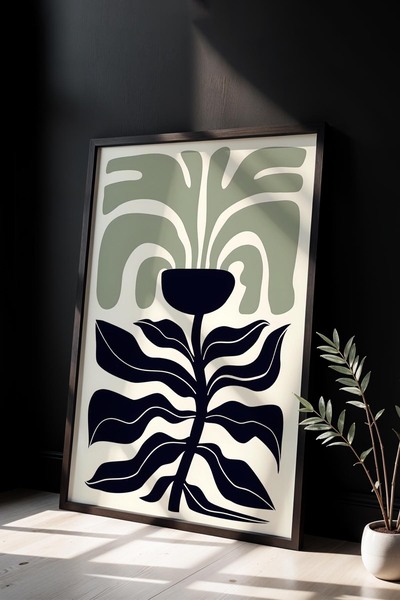 Opak Design Βοτανική Σειρά Μαύρο Πράσινο Floral Πίνακας Τοίχου Matisse με Φυσ...