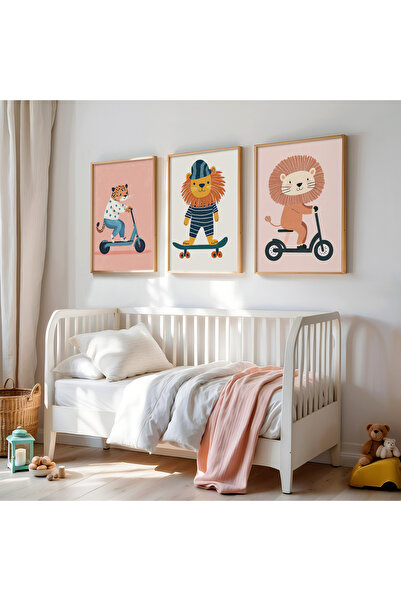 HİGUERA Λιοντάρια που οδηγούν σκέιτμπορντ και σκούτερ – Διασκεδαστικό σετ ζωγ...