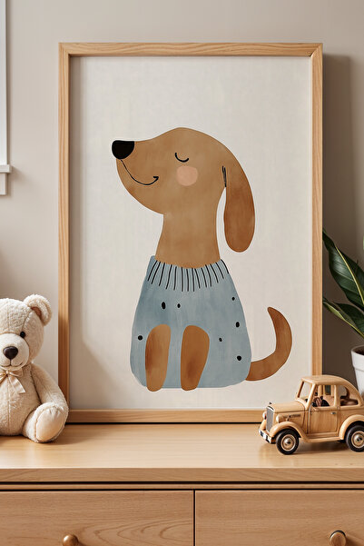 HİGUERA Χαριτωμένο σκυλί με μπλε μουτζούρα Παιδικό δωμάτιο Ζωγραφική τοίχου μ...