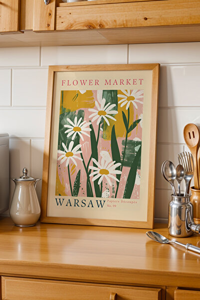 Opak Design Warsaw – Flower Market με φυσικό ξύλινο πλαίσιο Βαρσοβία Vintage ...