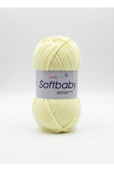 Ladylana SoftBaby (catifea-șenilă) Ață de tricotat manual (5Yumak) 505 galben lămâie