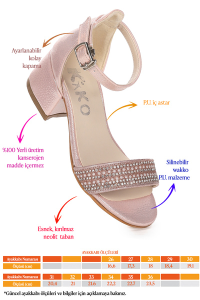 KARAMAZI 761 Vakko Günlük Kız Çocuk 3 cm Topuk Sandalet Ayakkabı