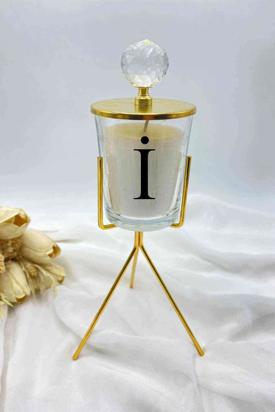 RetroLazer Lüks İ Harfli Mumluk Gerçek Mum