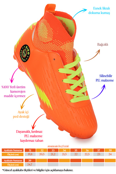 Kiko Kids 142 FKP High-top Crampon Grass Field Boys' Football Shoes