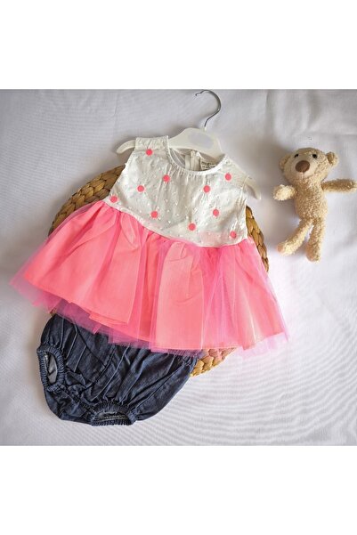 Renata's طقم صيفي من التول الوردي المنقط للفتيات الصغيرات