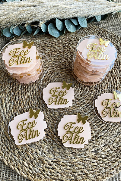 RetroLazer 7x7 cm Kelebek Figürlü Pleksi  Doğum günü Magnet Hediyelik (15 adet)