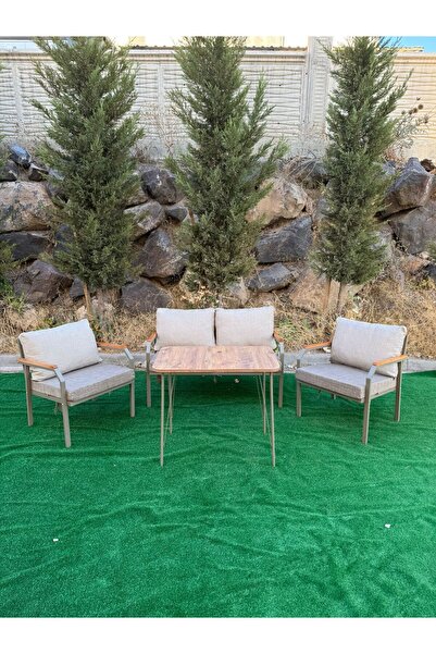 Huga Mobilya Alya Bahçe Takımı, Balkon Mobilyası, Metal Kanepe, Cafe Mobilyası, Çay Seti Koltuk Takımı 2 1 1