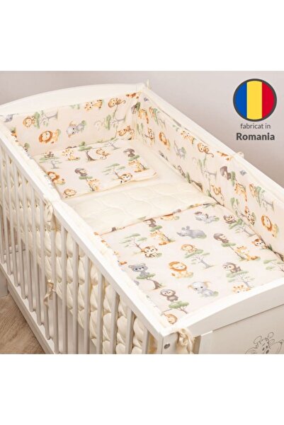 Kidizi Set lenjerie patut 120x60 cm 5 piese Baby Animals,model matlasat