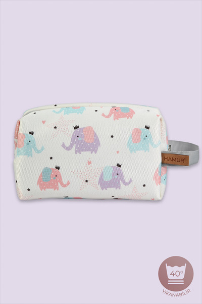 HAMUR Kirli Temiz Islak Organizer Çantası Elephant Bebek Çocuk Kıyafet Çamaşır Anne Makyaj Alezli Çanta